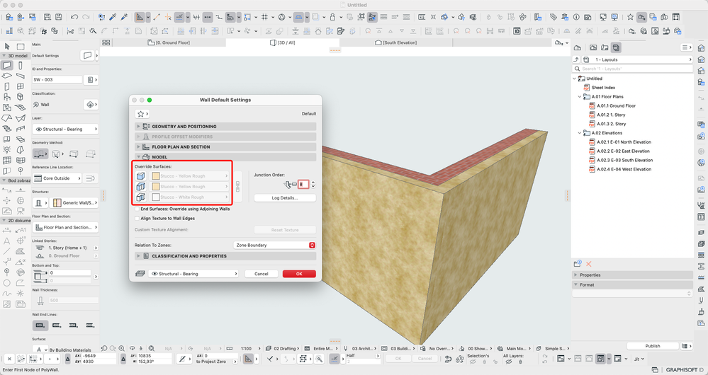 Solved: The Wall - Override Surfaces - Graphisoft Community