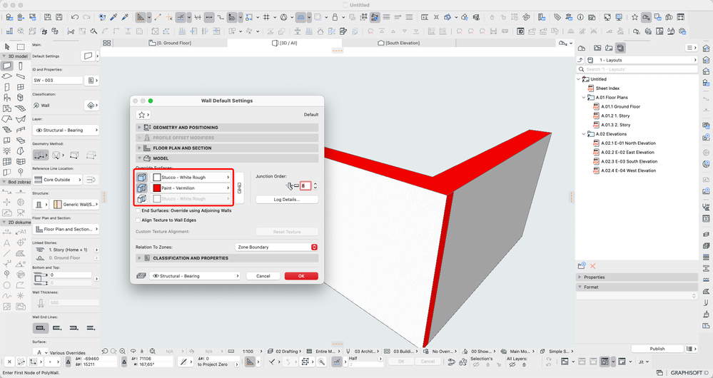 Solved: The Wall - Override Surfaces - Graphisoft Community
