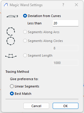 Magic wand settings