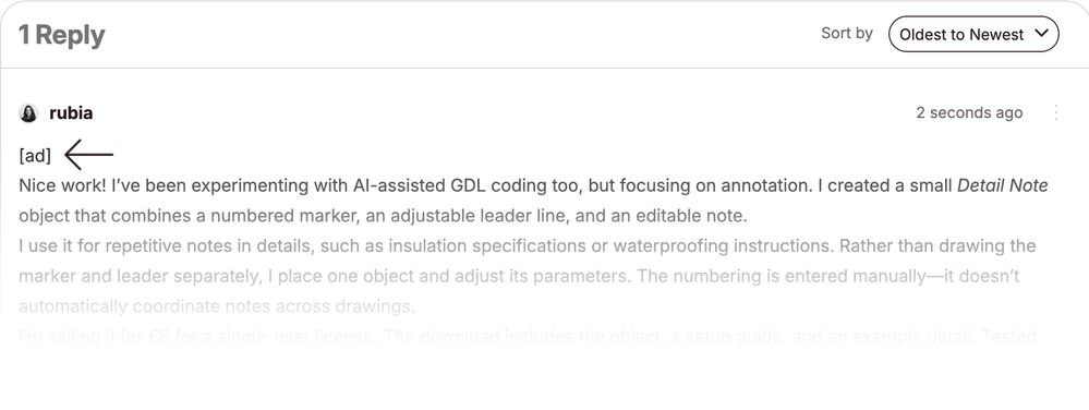 Example: ad as a forum reply