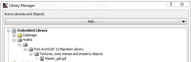 Embedded Library (Hotlink ArchiCAD 12).JPG