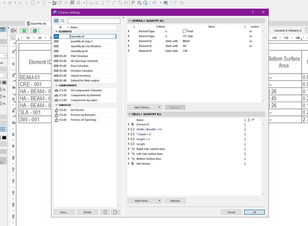 Sceme settings for quantity all