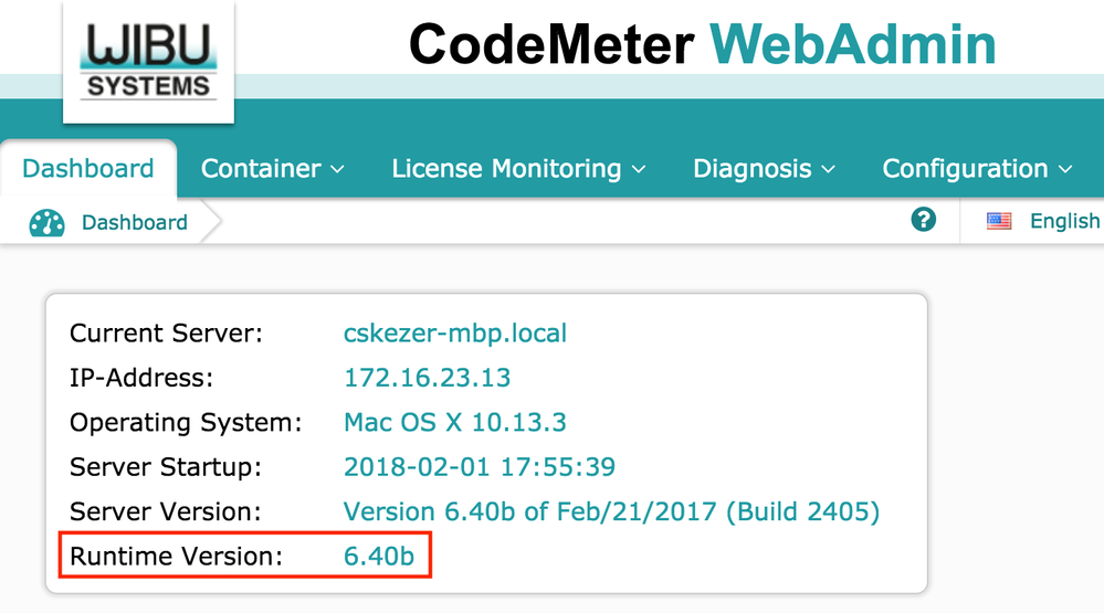 codemeter runtime driver version