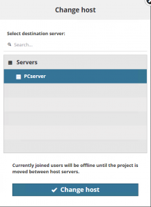 Change host Server selection Change host Server selection