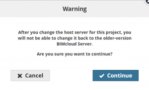 Change host will not move projects to an older version BIMcloud server Change host will not move projects to an older version BIMcloud server