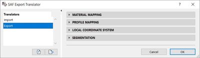 Figure to be loadedSAF Translator settings for SAF Export