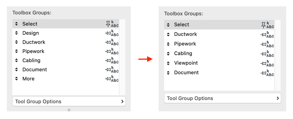 ARCHICAD 23と24のMEPツールボックスグループ