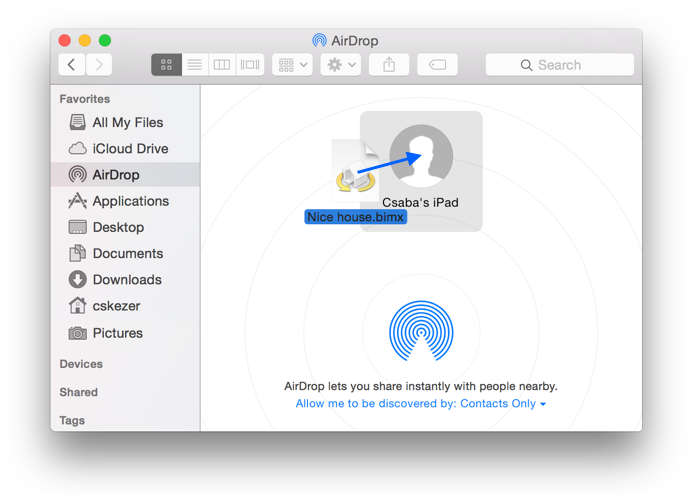 Airdrop BIMx file to iPad 3