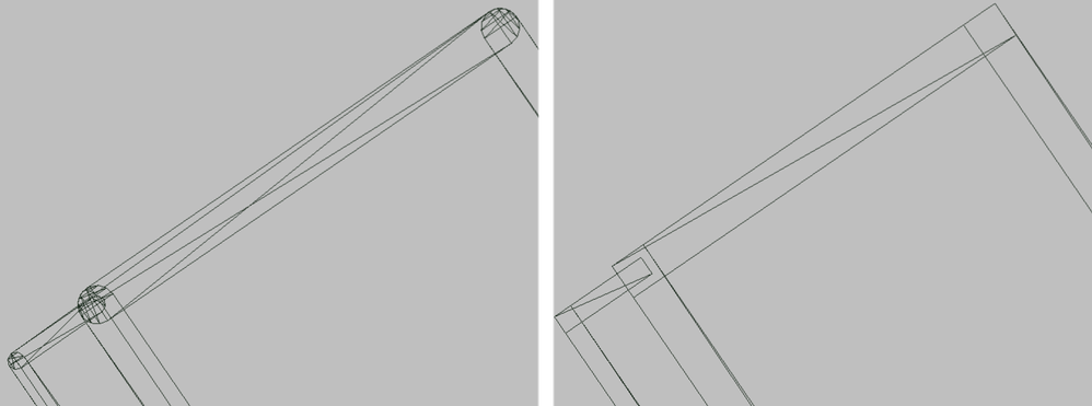 The legacy implementation (left) had to manually generate rounded caps, whilst the new one (right) calculates them during rasterization