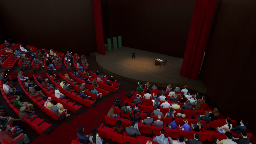 Rendered application in a small theatre hall