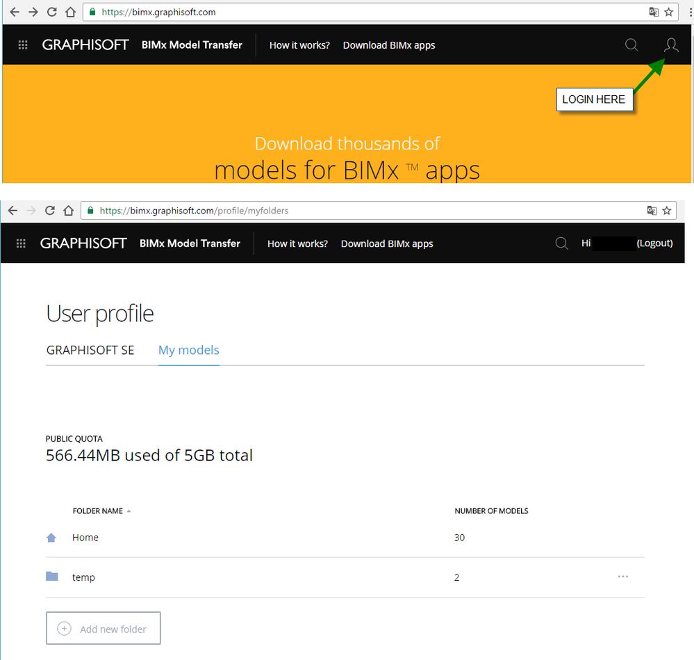 BIMx Model Transfer service login.png