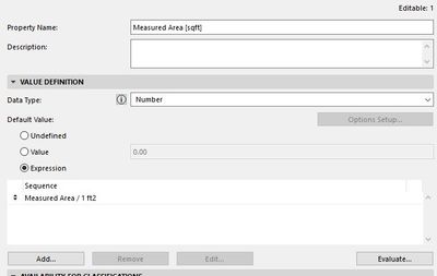 Sqft area property setting