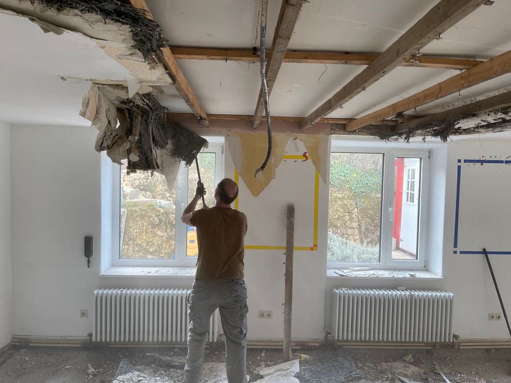 Demolition of old ceilings