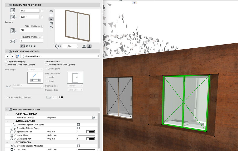 Window appears correctly in preview box