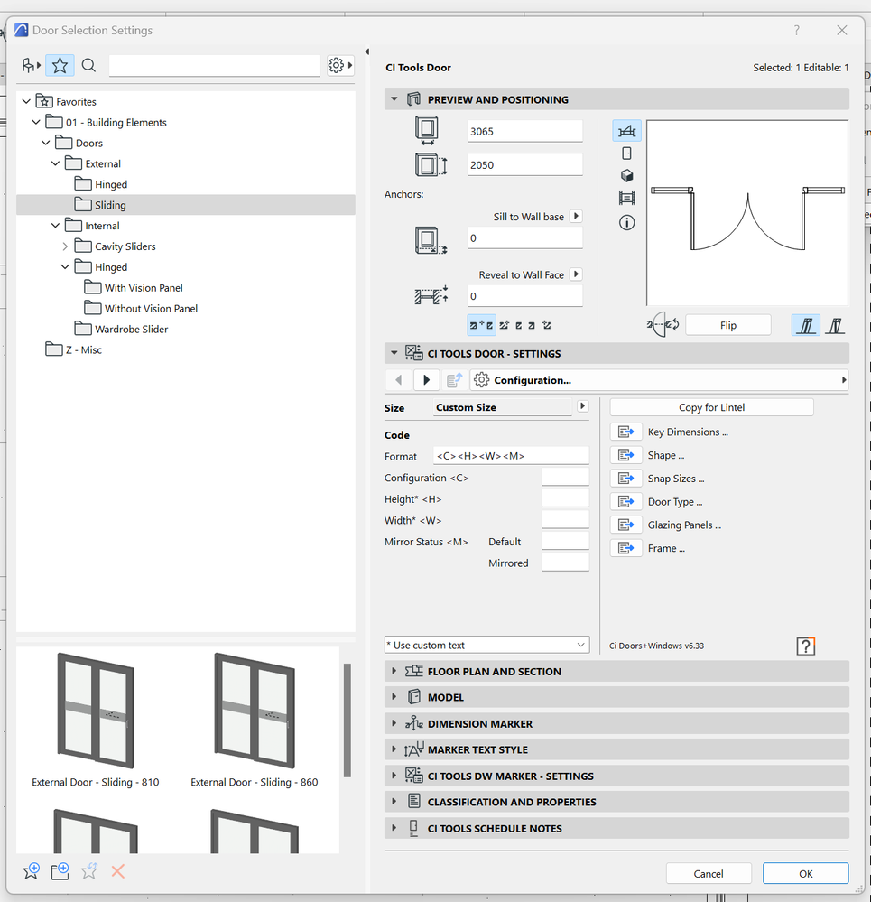 Unable To Edit Door Sizes In Plan View - Ci Tools - Graphisoft Community