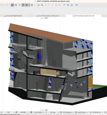 Axonometric view of a 3D section