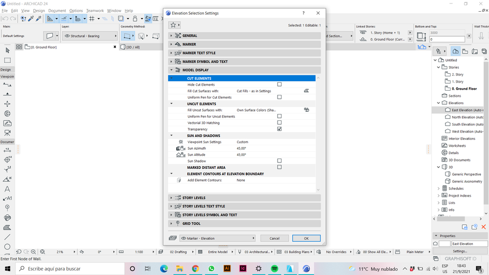 Settings at sections settings