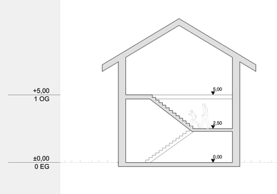 Haus mit Zwischengeschoss.