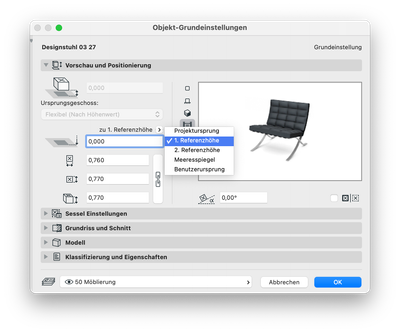 Objekt Einstellungen - Unterkante zu Referenzhöhe