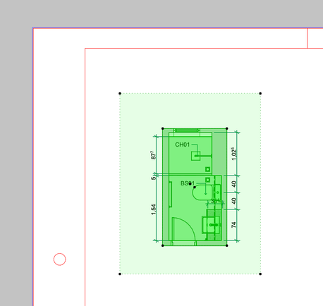 Método 2 - vista em planta e folha de trabalho sobrepostas