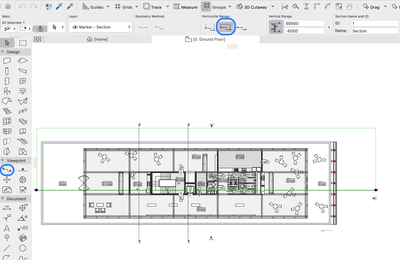 Create a section by placing a Section with Limited Depth line