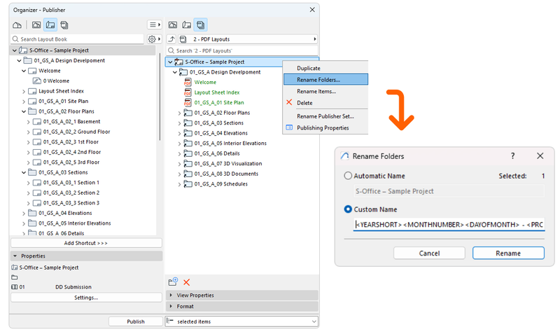 Rename the folder using AutoText keywords