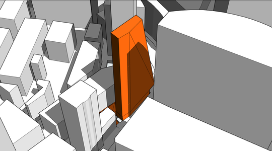 Sun Study on building mass at summer solstice (21 June 2025, 12:00 PM)