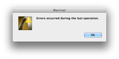 errors occurred during the last operation