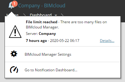 BIMcloud 40000 files notification